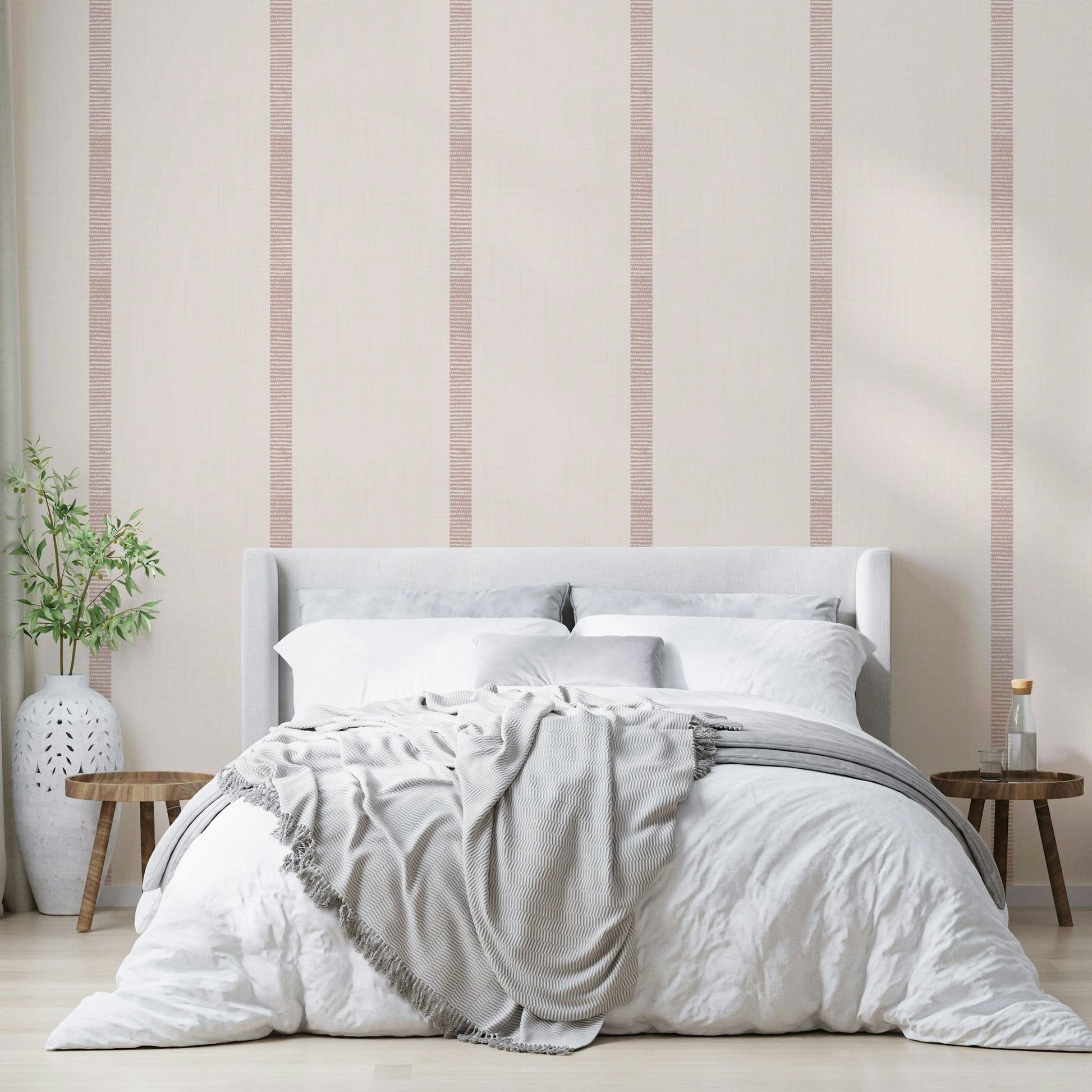 Harmony stripes wallpaper beige and mauve hues

