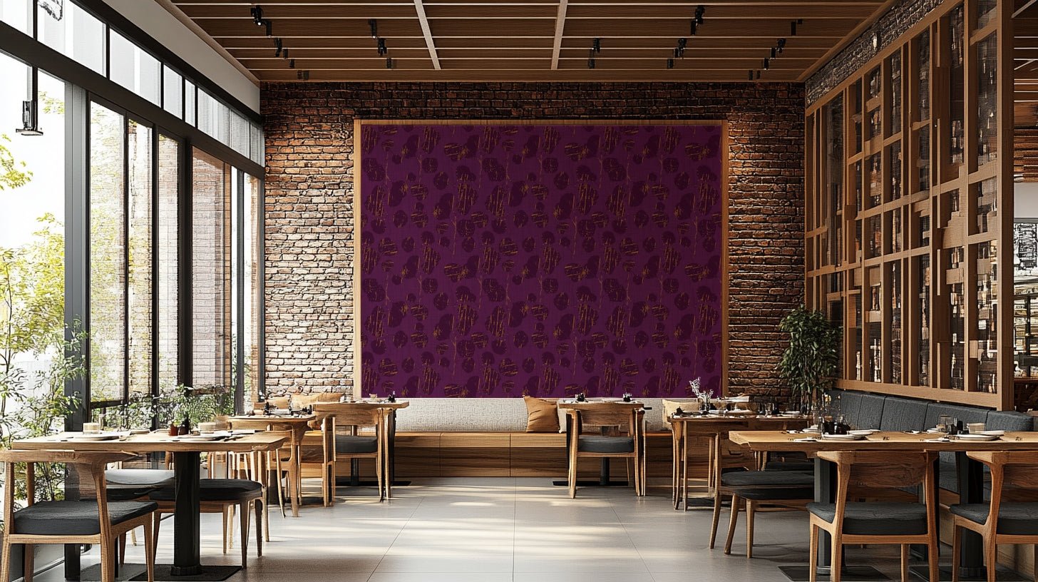 A bohemian plum leaf mural on decorative wallpaper., GD4589