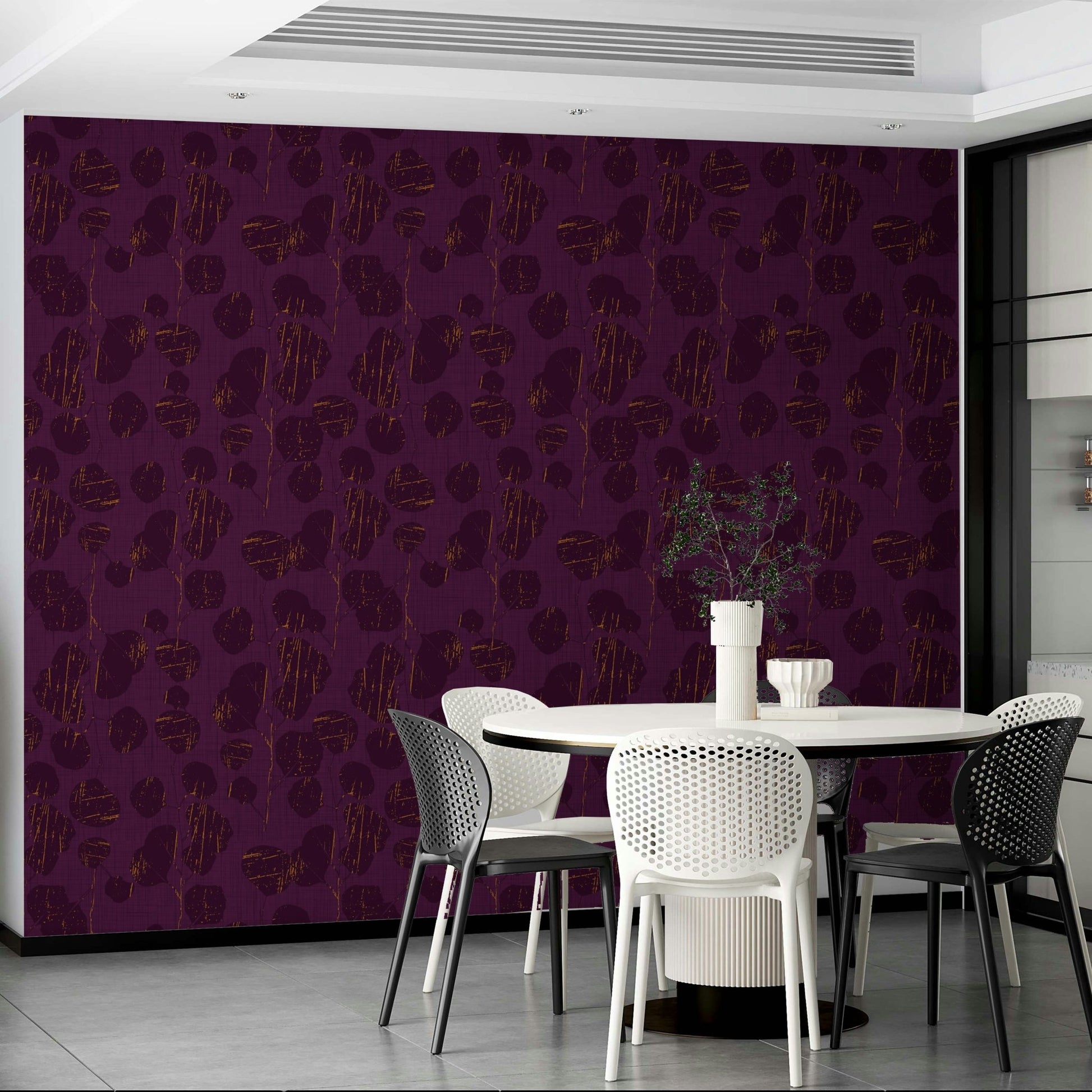 A dramatic jewel tone wallpaper mural that defines a space., GD4589
