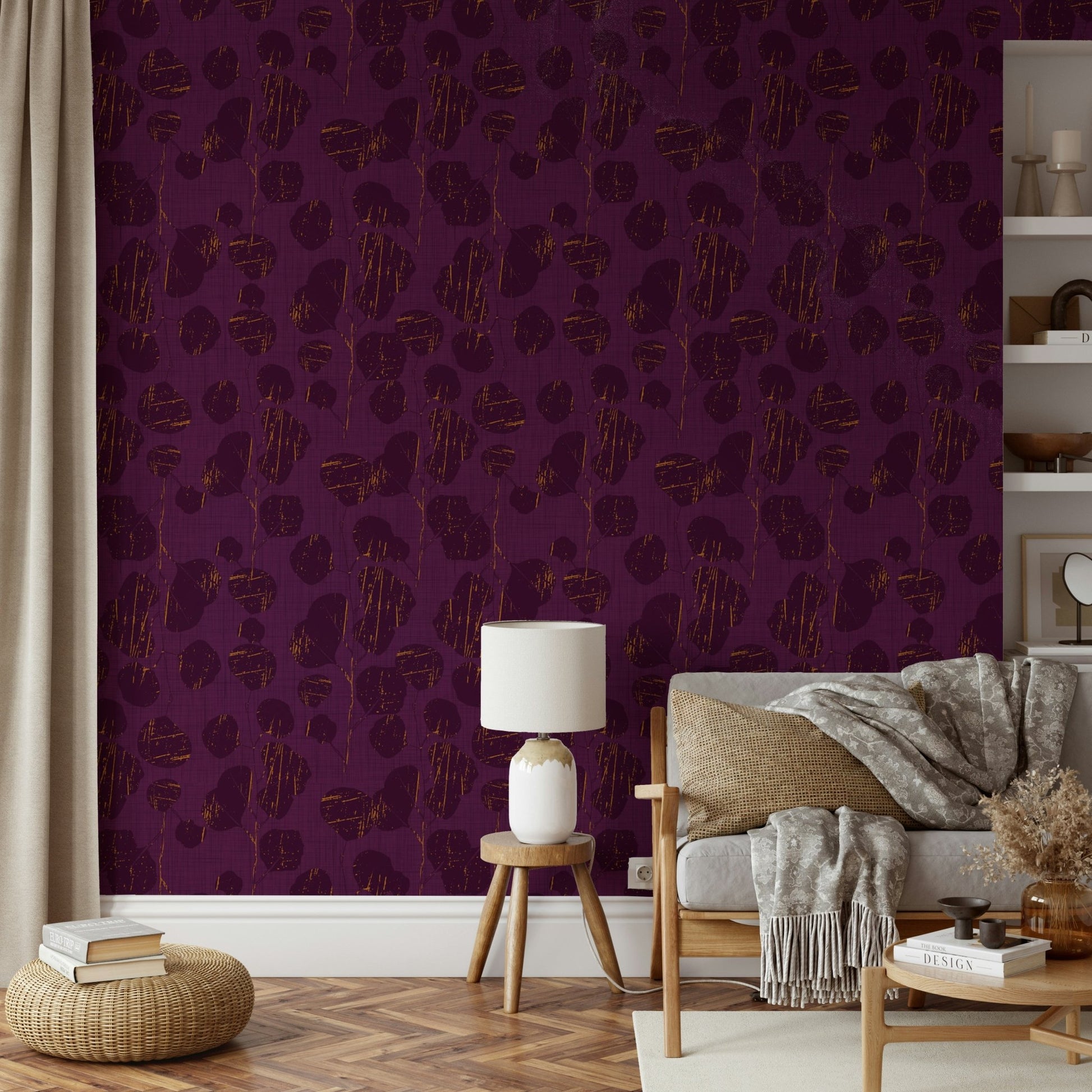 An artistic abstract leaf mural for home decor., GD4589