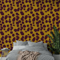 A classic floral wallpaper for walls with mustard color.

