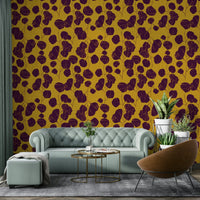 A beautiful boho floral wallpaper mural with mustard accents.

