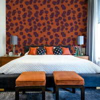 An elegant plum leaf wall mural for bohemian decor.

