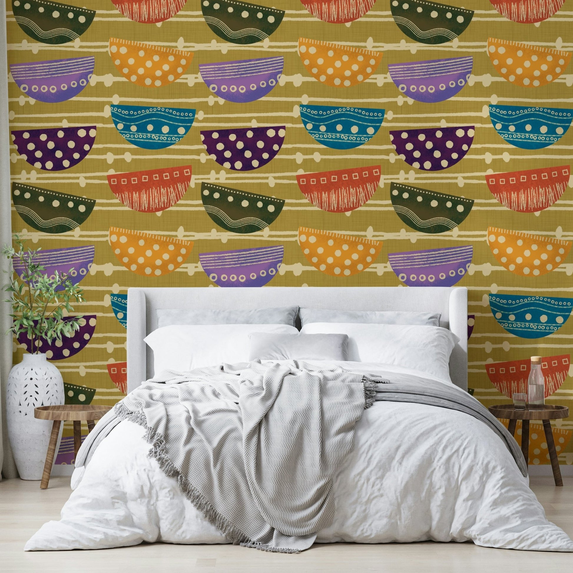 A sophisticated jewel tone wallpaper mural for a feature wall.

