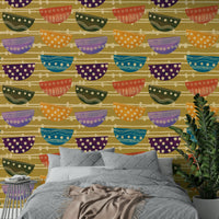 A tasteful retro bowls wall mural for a modern interior.

