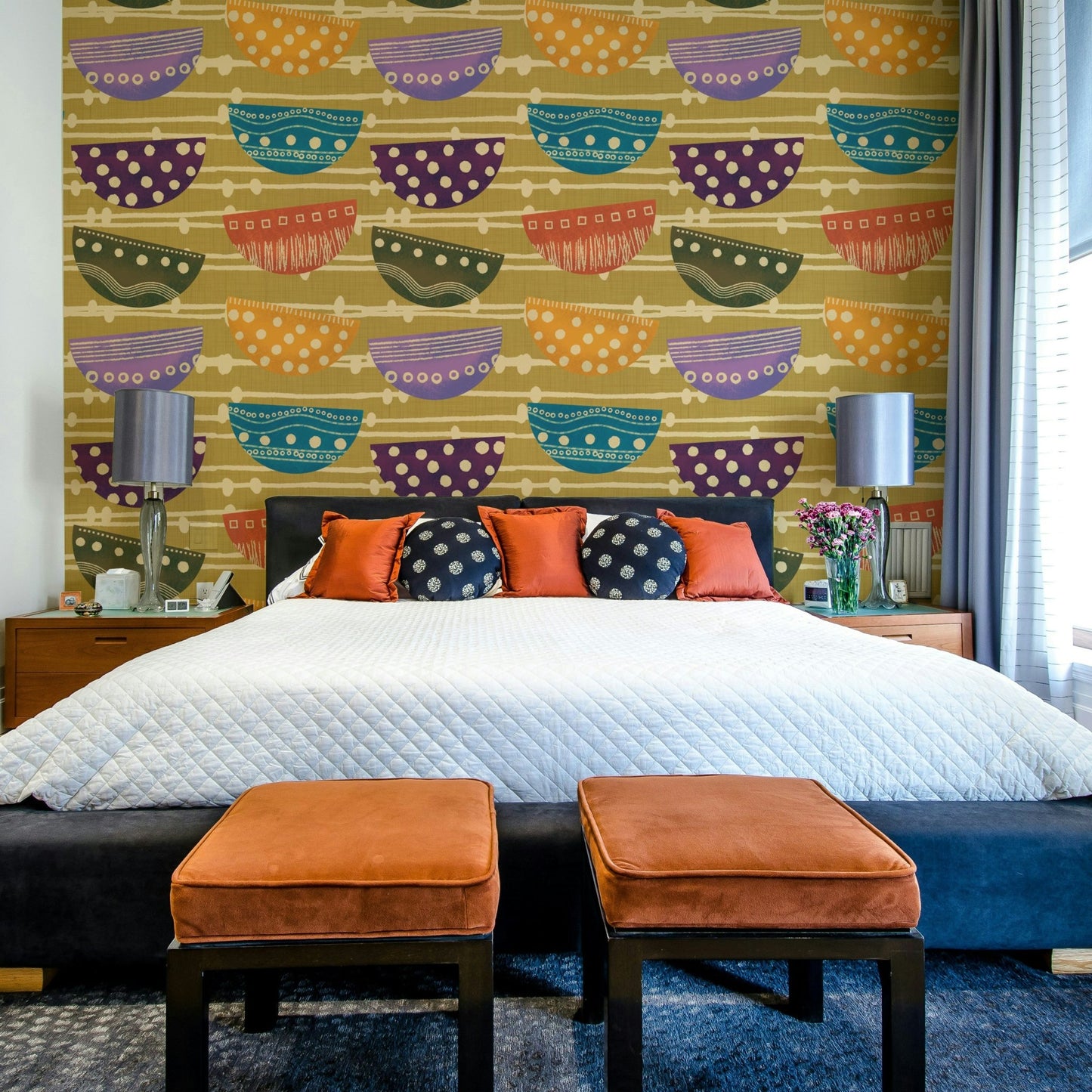 A charming geometric mural for stylish wallpaper.

