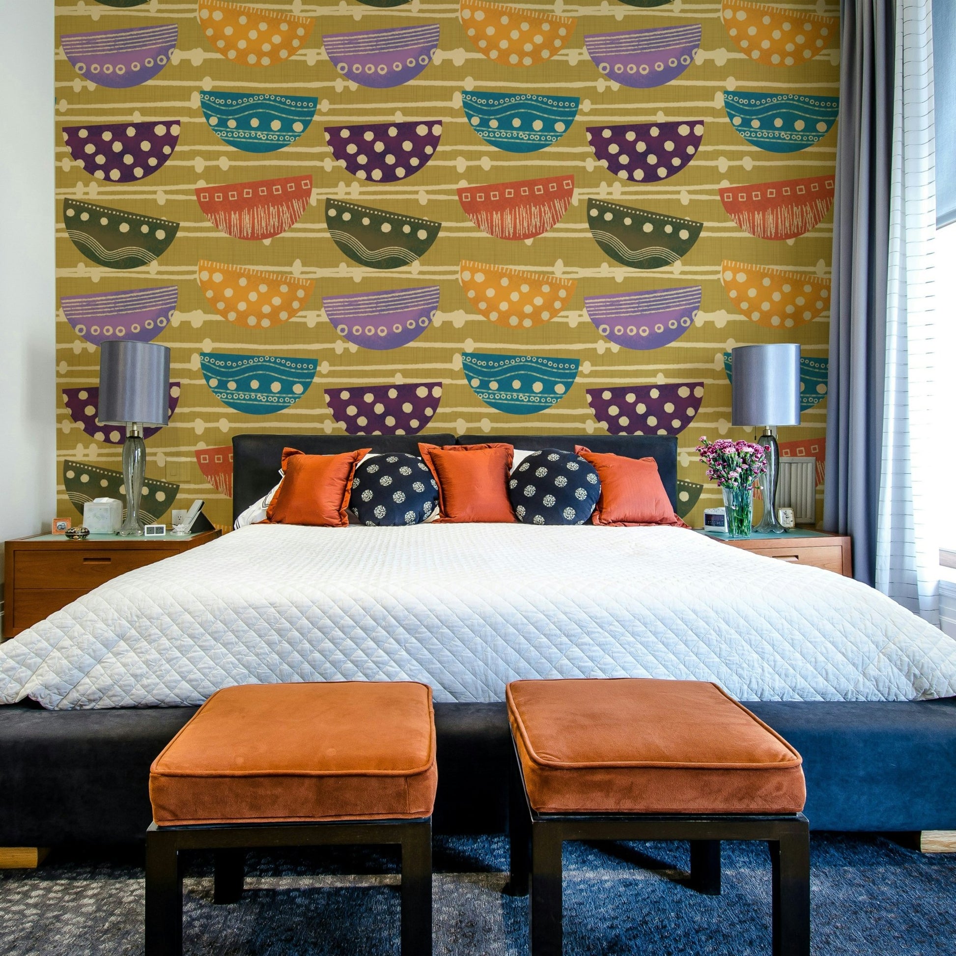 A charming geometric mural for stylish wallpaper.

