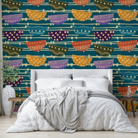 A playful abstract bowl mural for stylish wallpaper.

