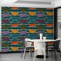 An artistic retro pattern mural for home decor.

