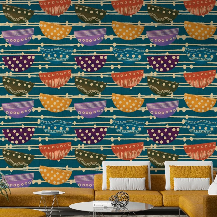 A dramatic jewel tone wallpaper mural that defines a space.

