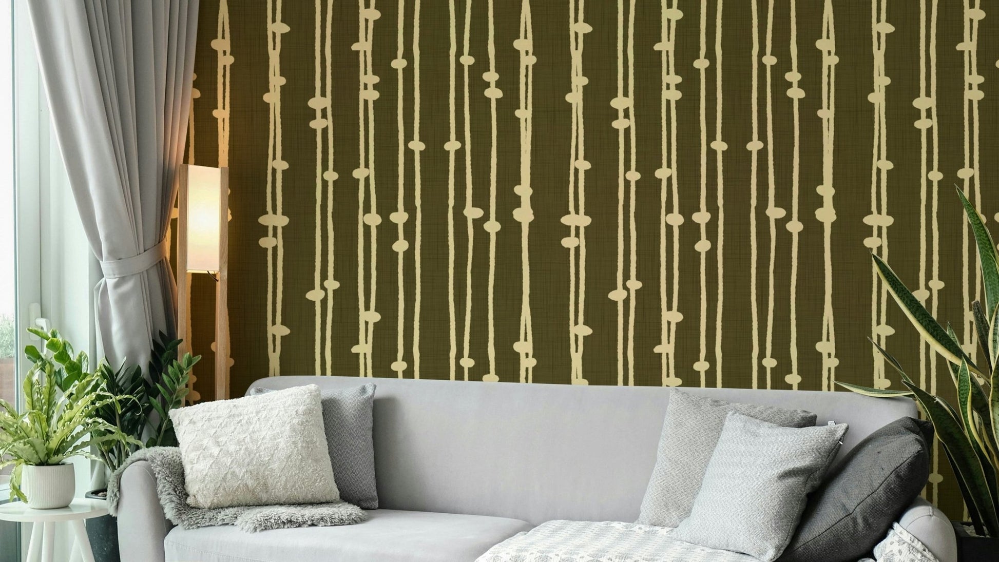 An angled shot of the mural's jewel-toned color palette.

