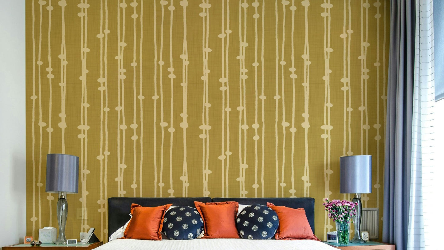 The peel and stick wallpaper on a smooth wall surface.

