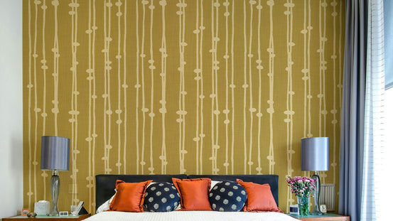 The peel and stick wallpaper on a smooth wall surface., GD4546