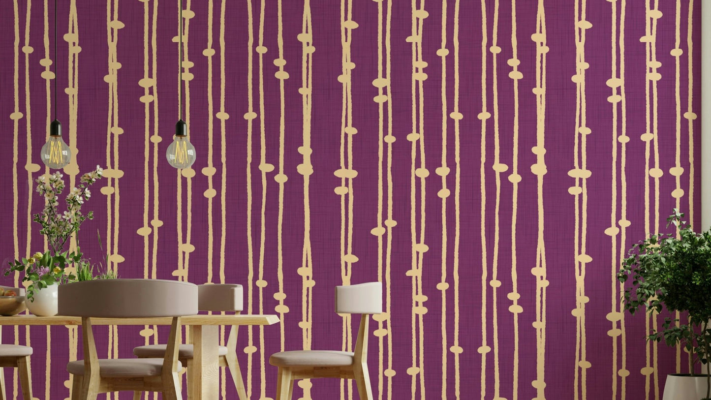 The peel and stick wallpaper on a smooth wall surface.