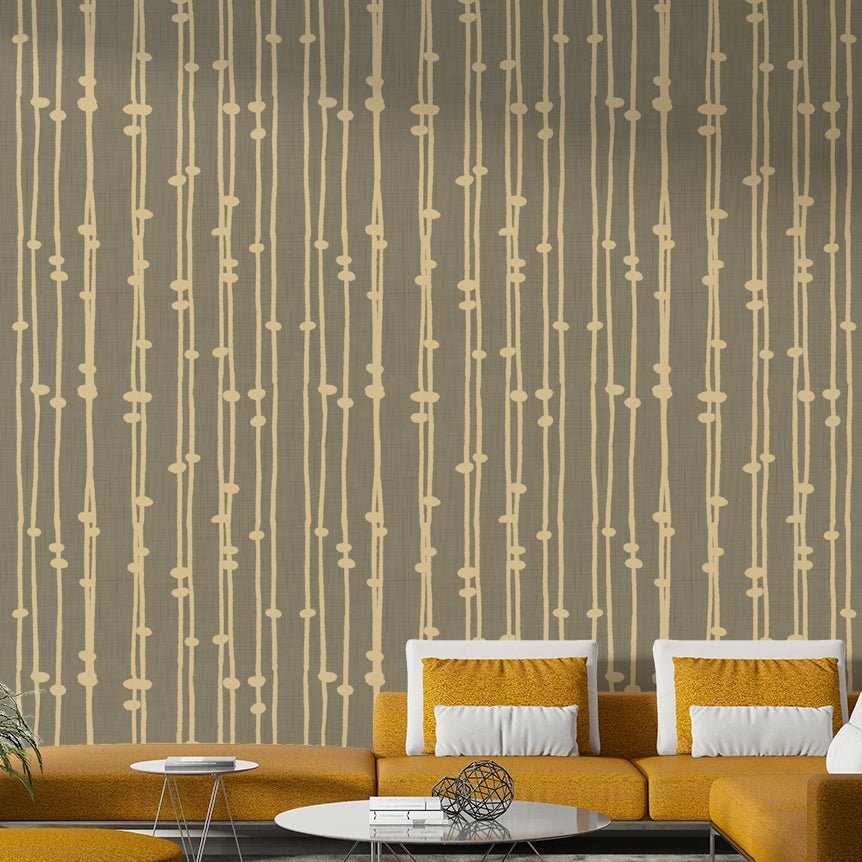 The peel and stick wallpaper on a smooth wall surface.