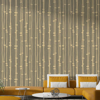 The peel and stick wallpaper on a smooth wall surface.