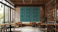 The wallpaper is used to create a feature wall in a dining room.

