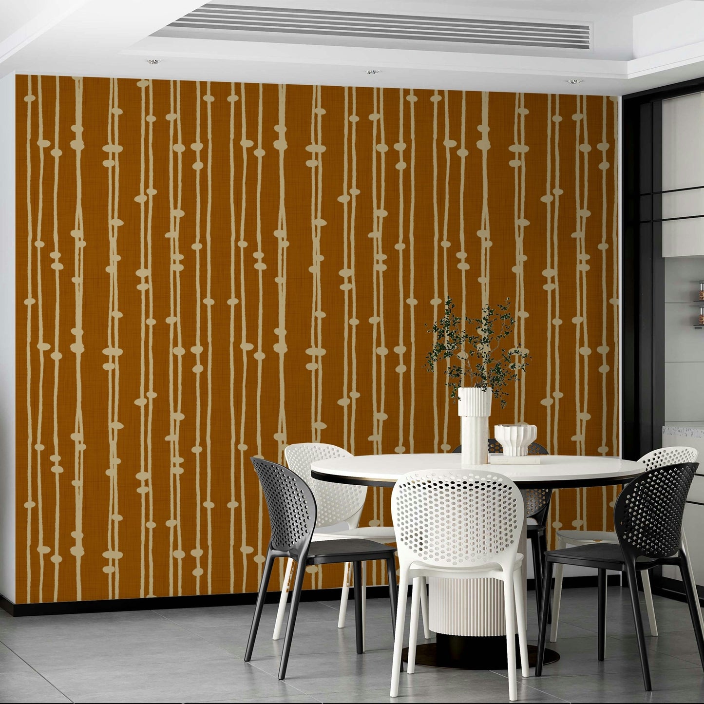 The wallpaper for walls being installed.