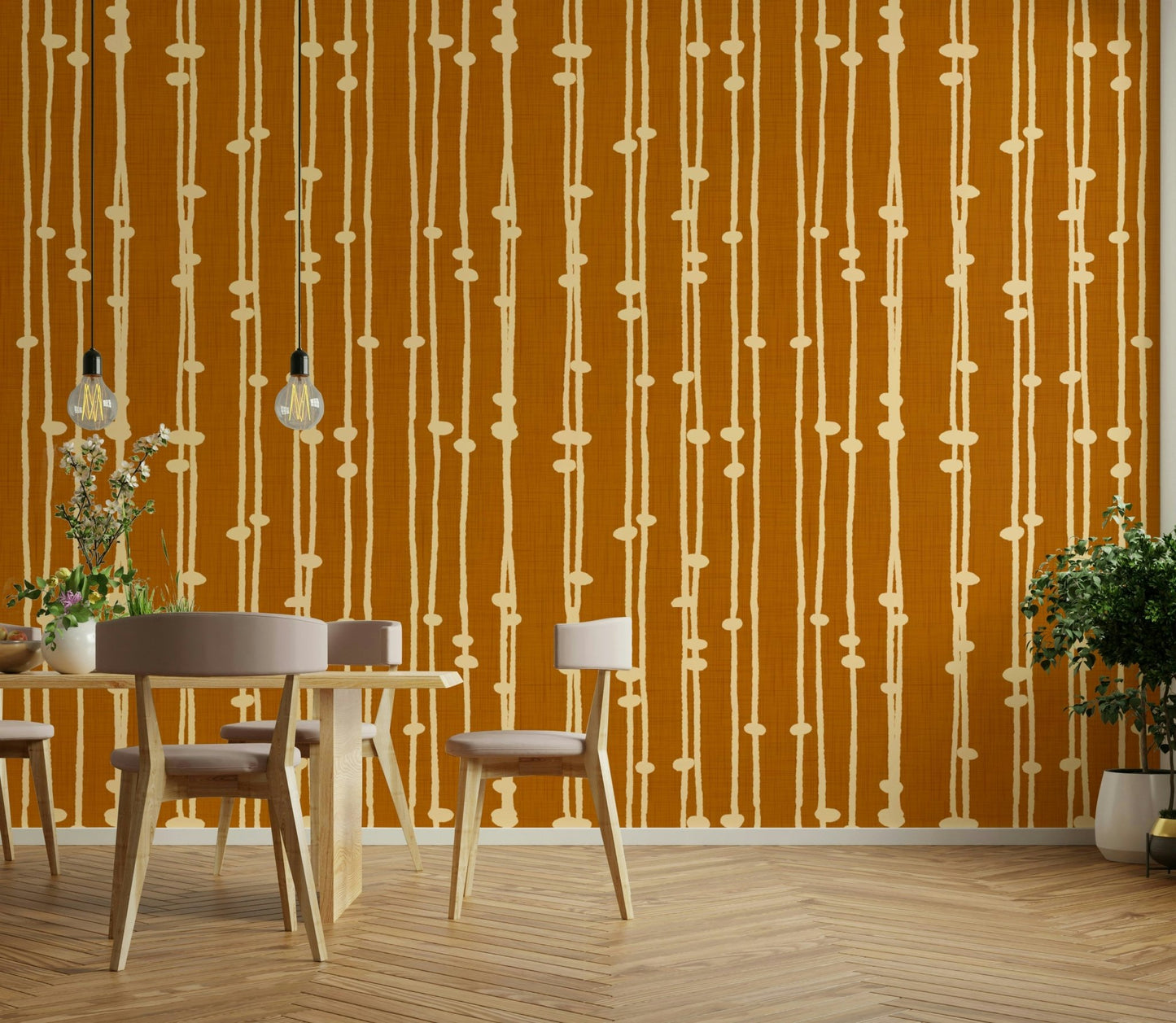 A detail shot of the vibrant terracotta hues in the design.