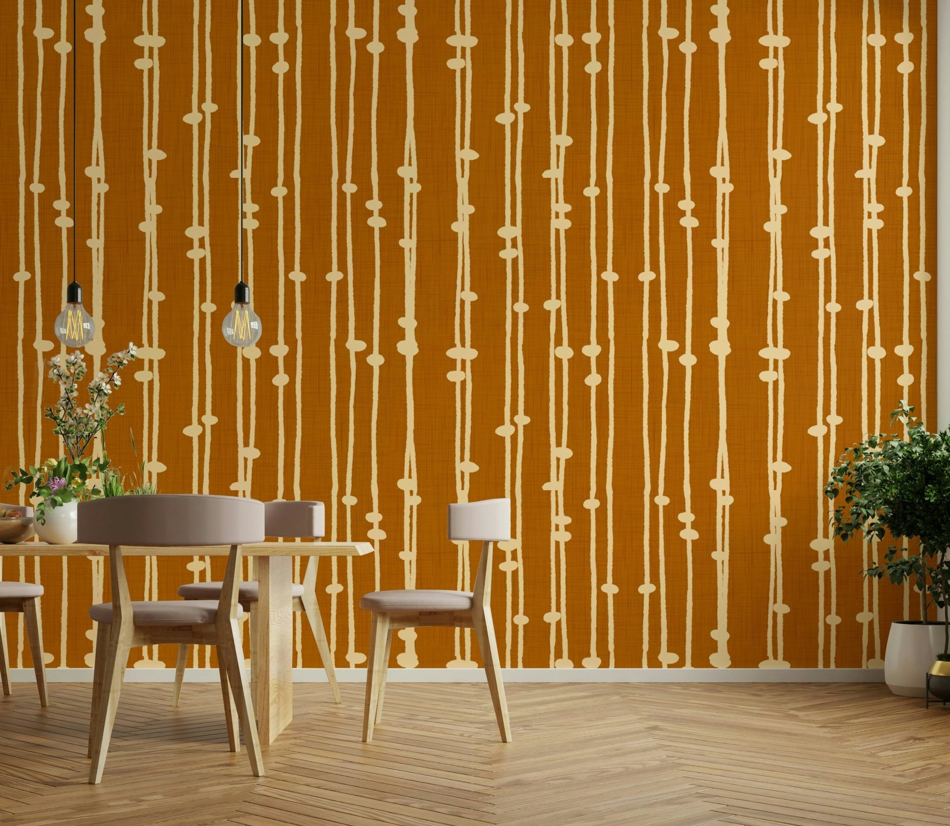 A detail shot of the vibrant terracotta hues in the design.