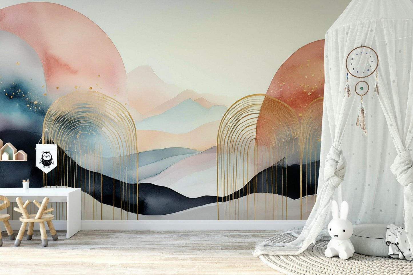 Kids Wall Mural with Boho Vibes for Dreamy Rooms

