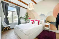 Boho Kids' Room Skyscape Mural with Clouds & Stars, GD1760
