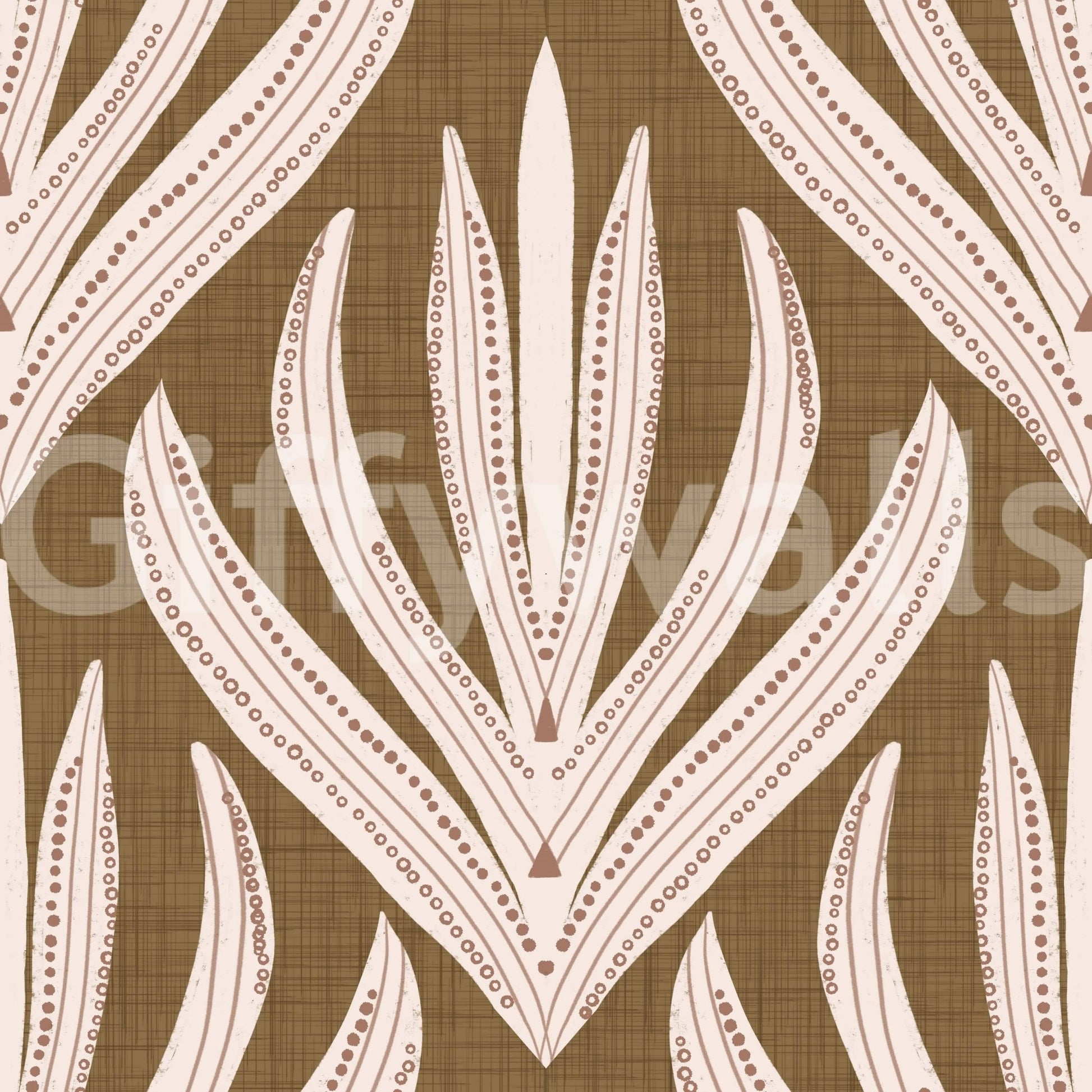 Shelving backdrop featuring Boho Leaf Symmetry Wallpaper image.