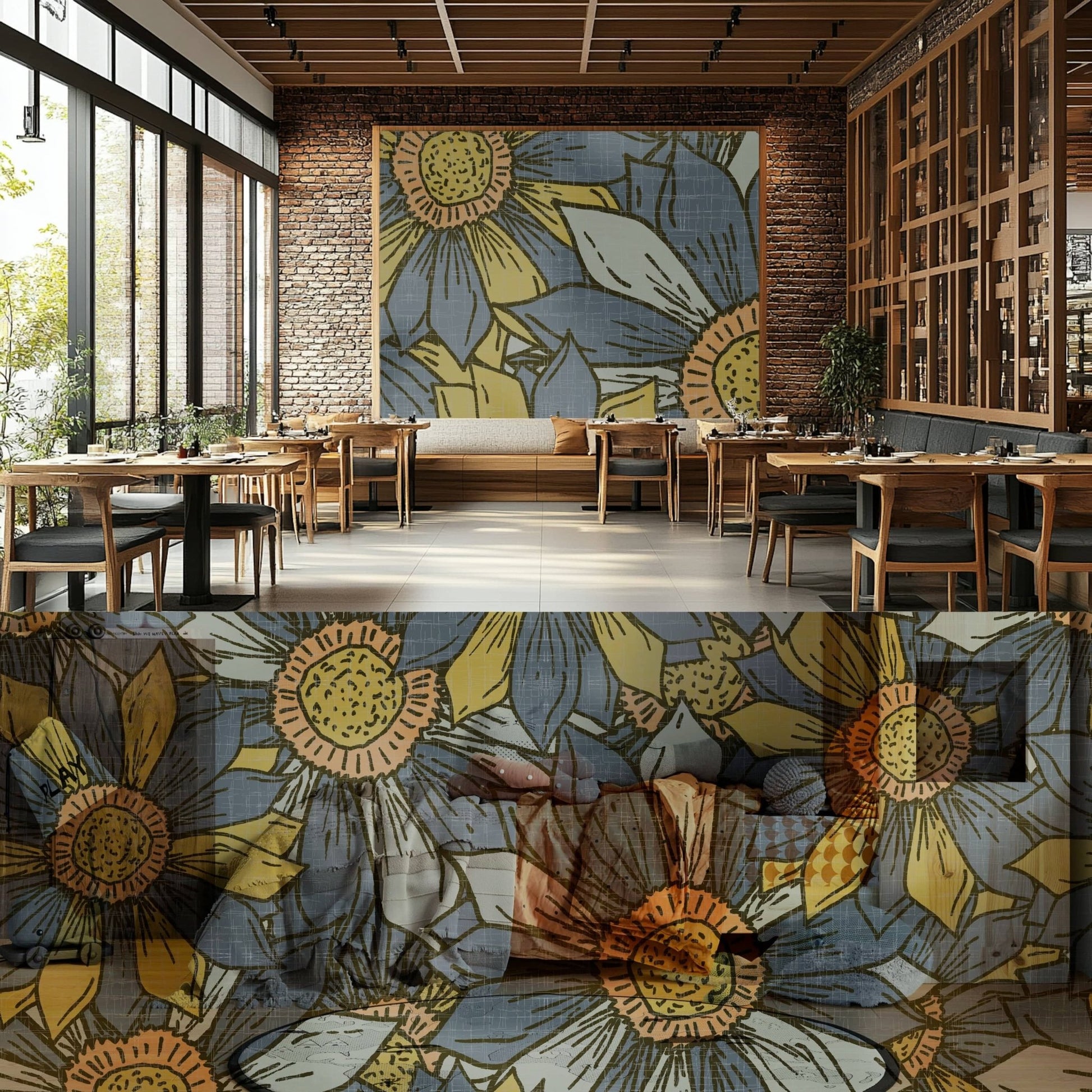 Bohemian style floral wallpaper texture

