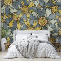 Layered petals wallpaper with warm tones

