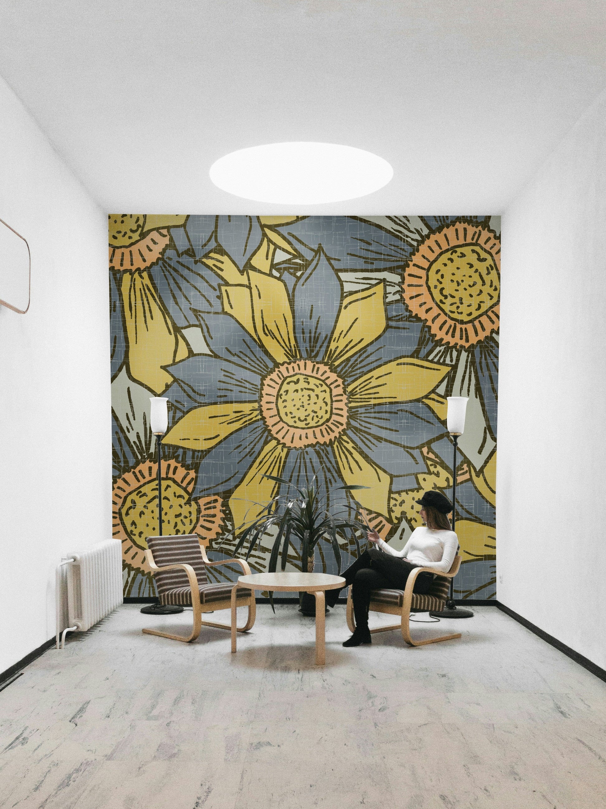 Large flower wallpaper for walls close-up

