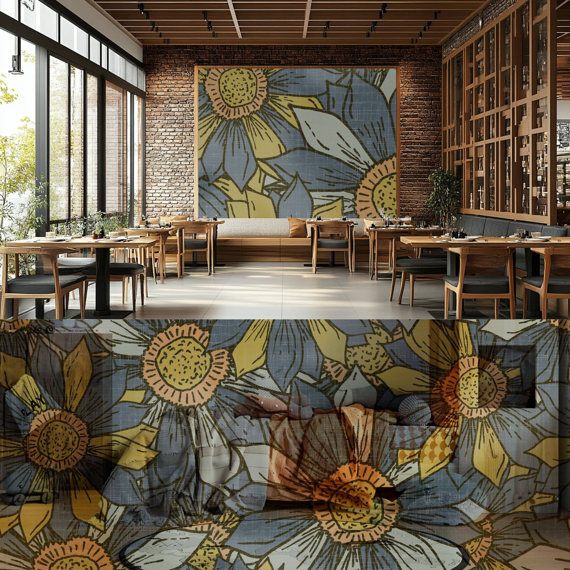 Bohemian style floral wallpaper texture

