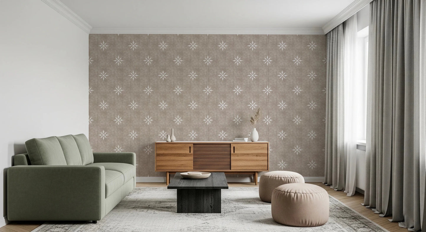 Boho Minimal Ornament Grunge Earthy Beige Wallpaper⁠