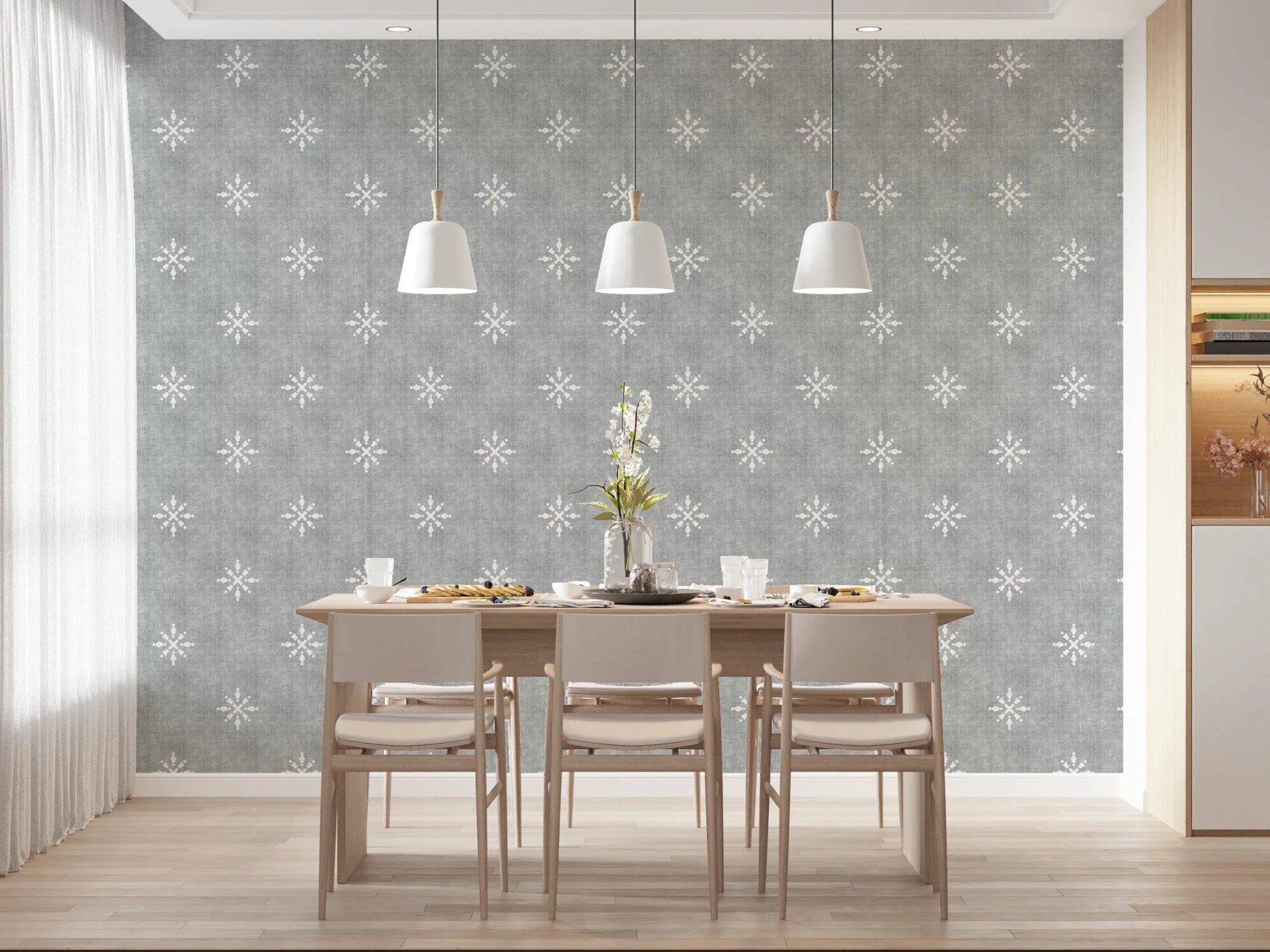 White boho star icons on light grey backdrop