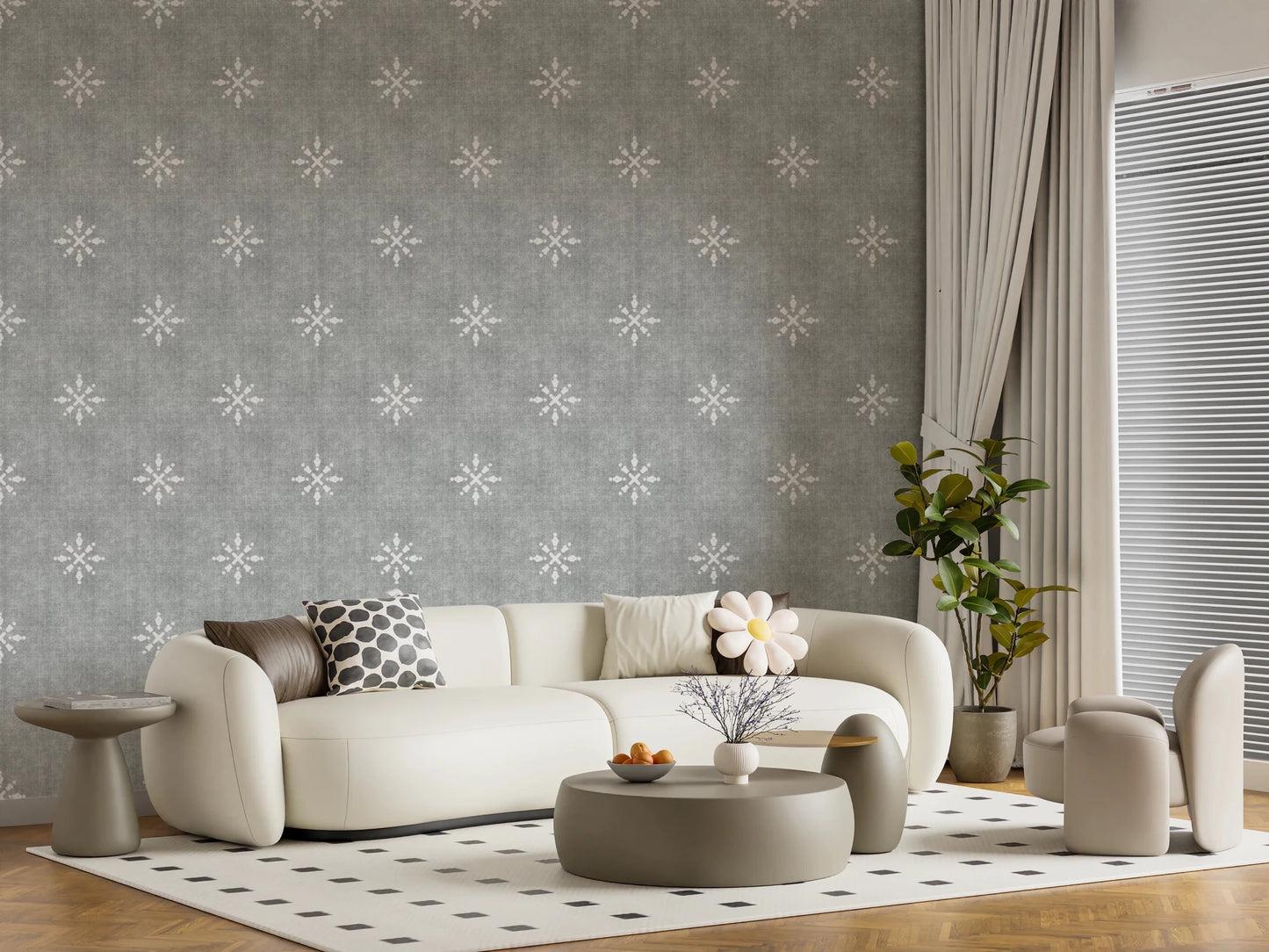 Minimalist grey wallpaper with faded linen look