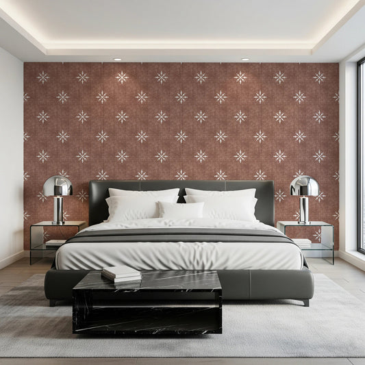Red city apartment wallpaper with minimal ornaments., GD8523