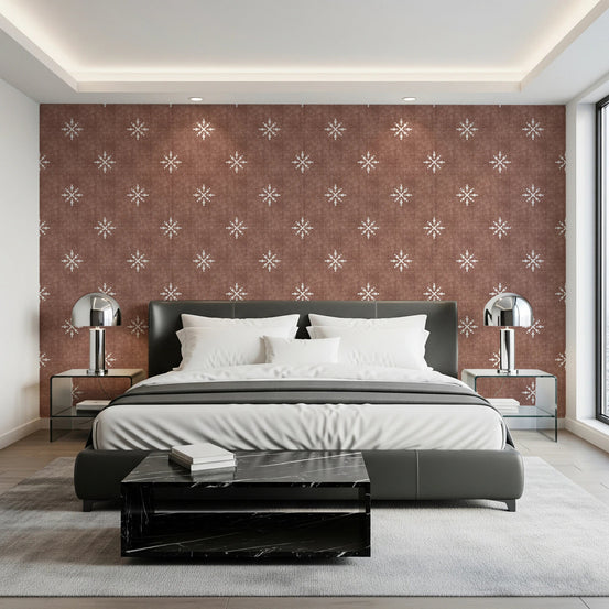 Red city apartment wallpaper with minimal ornaments., GD8523