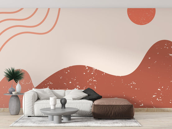 Boho-inspired mountain wallpaper mural A134