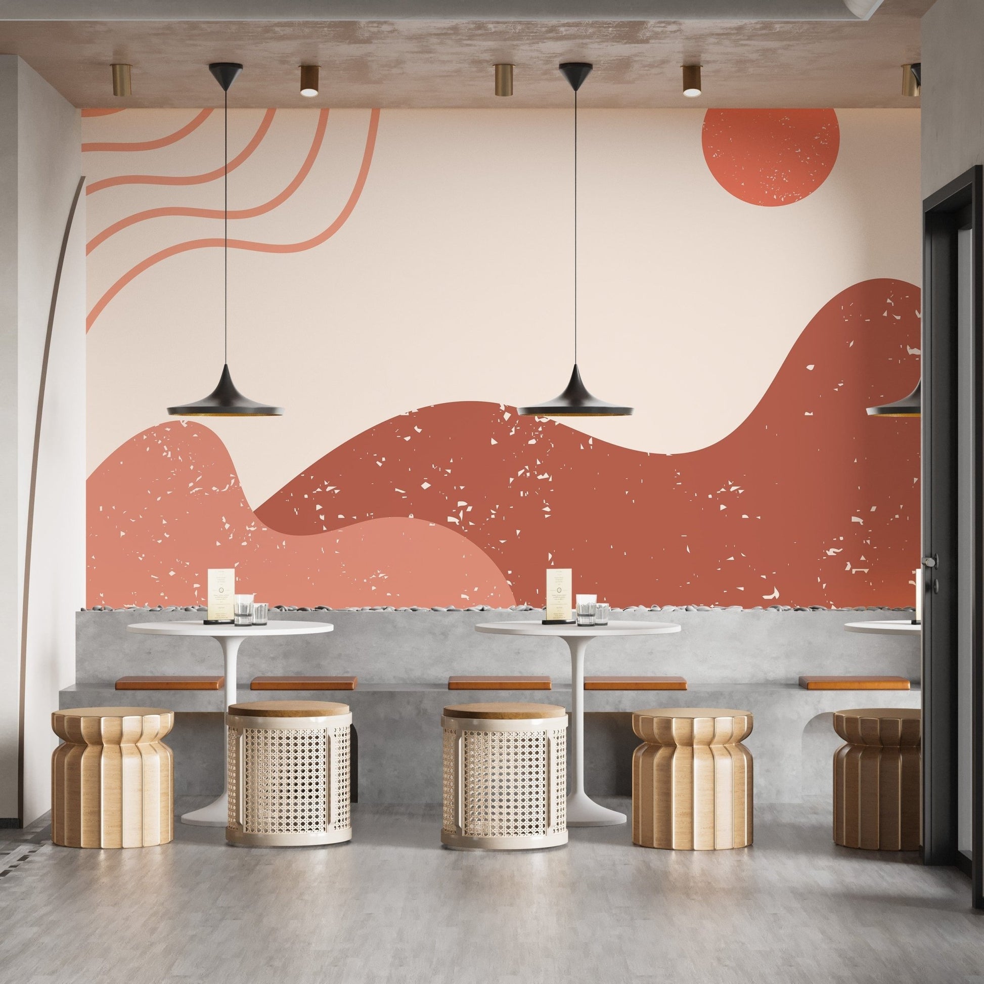 Unique boho mountain wallpaper concept