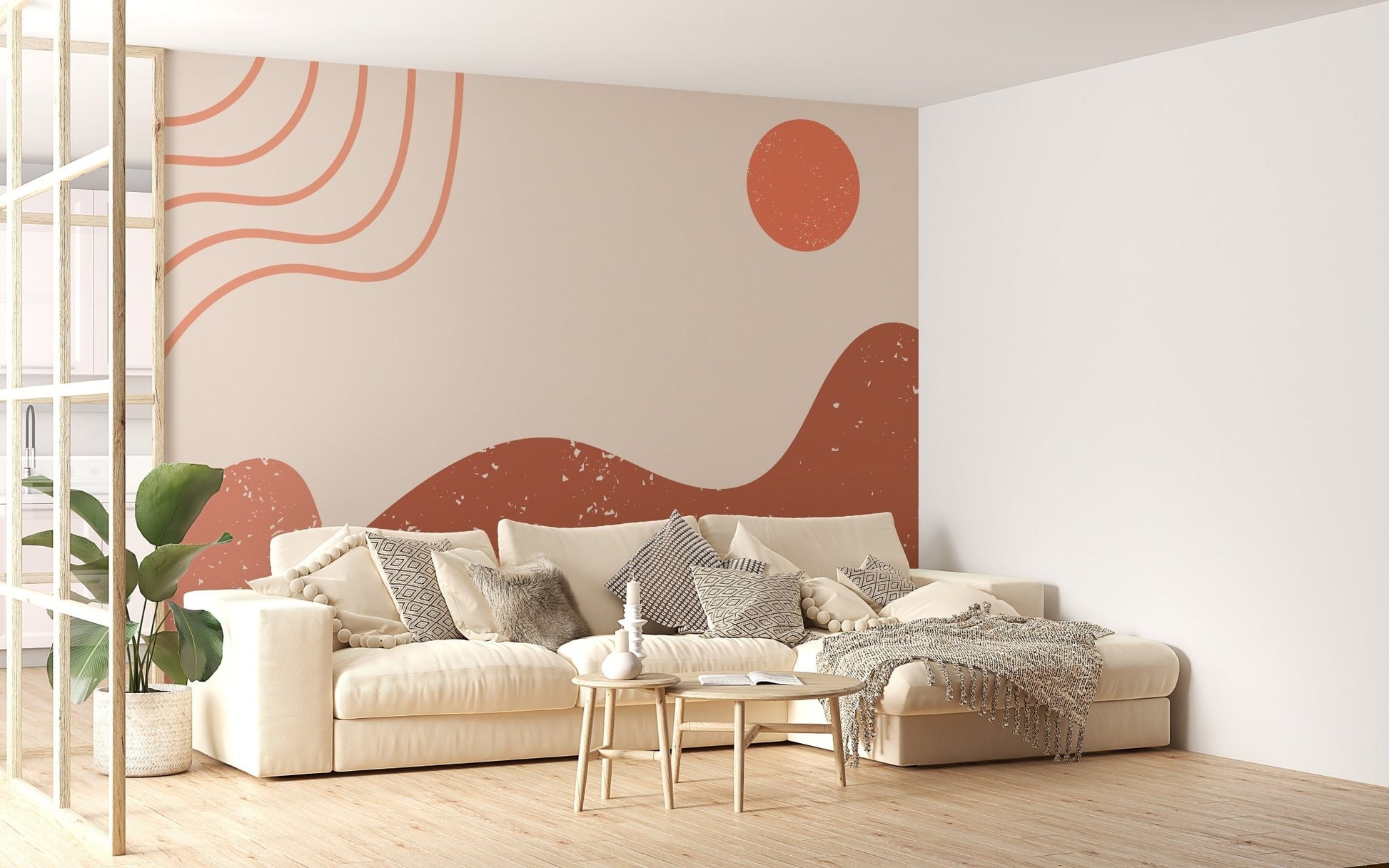 Boho Mountain Design Wallpaper Mural - Giffywalls