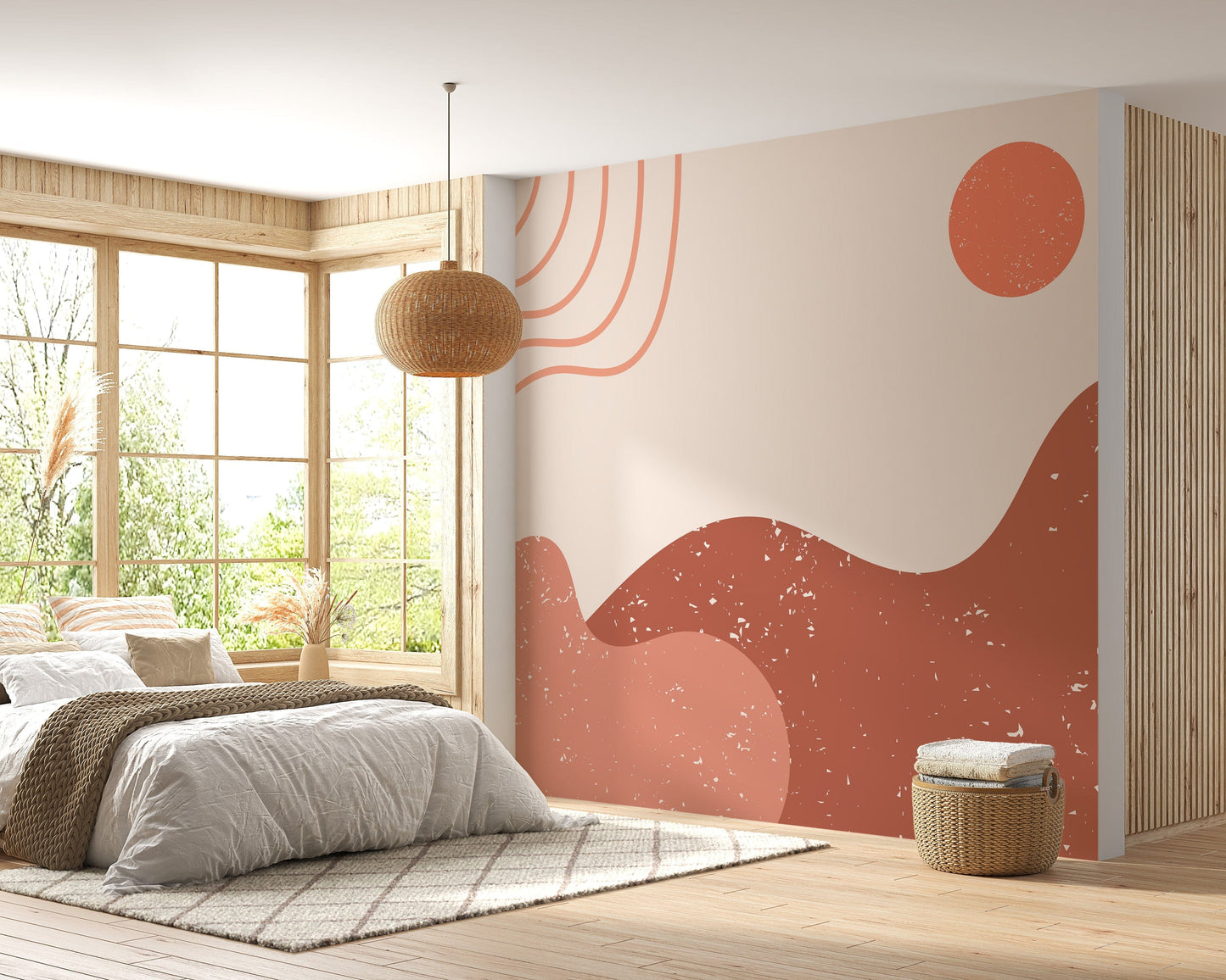 Boho Mountain Design Wallpaper Mural - Giffywalls