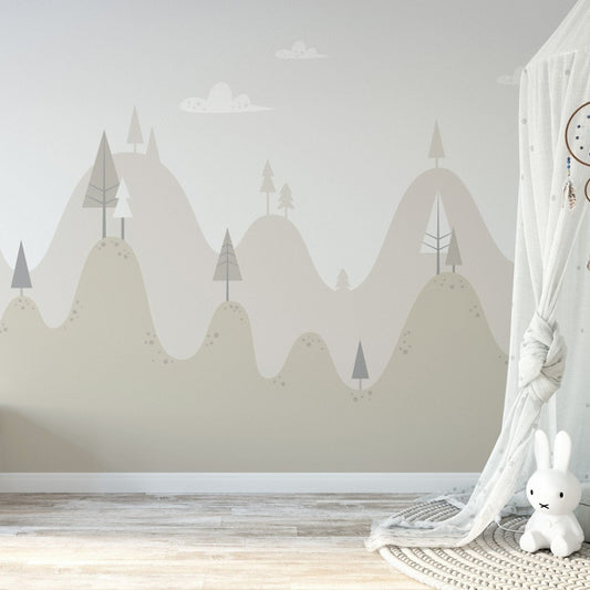 Soft Color Kids Mountain Wallpaper Murals - Giffywalls B008
