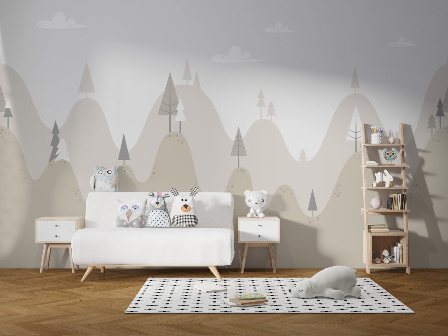 Kids mountain wallpaper with trees
