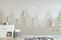 Dreamy mountain mural for children
