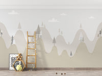 Scenic mountain wallpaper with trees
