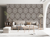Boho Octagons Crochet Grunge Dark Bark Wallpaper⁠