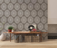 Boho Octagons Crochet Grunge Dark Bark Wallpaper⁠