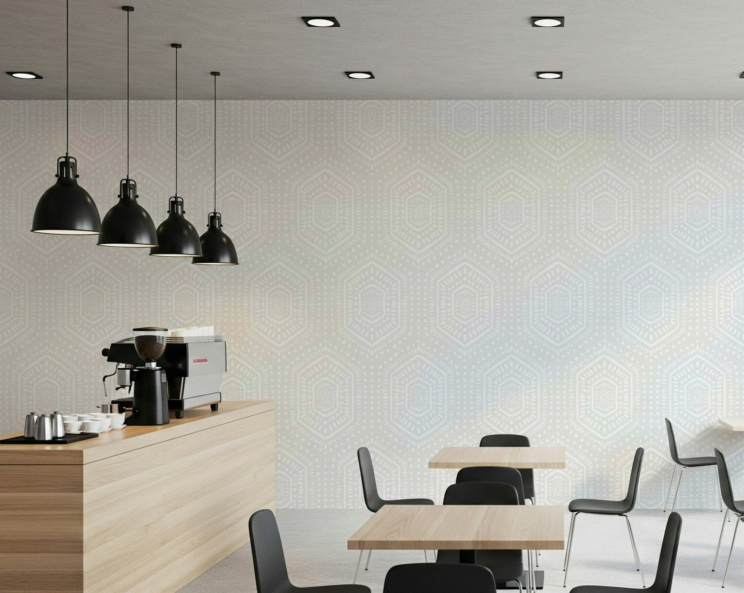 Earth-tone wallpaper mural with balanced geometric layout