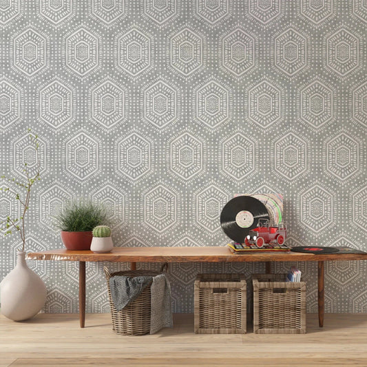 Structured dotted design on Grunge Grey Wallpaper with calm surface, GD8506