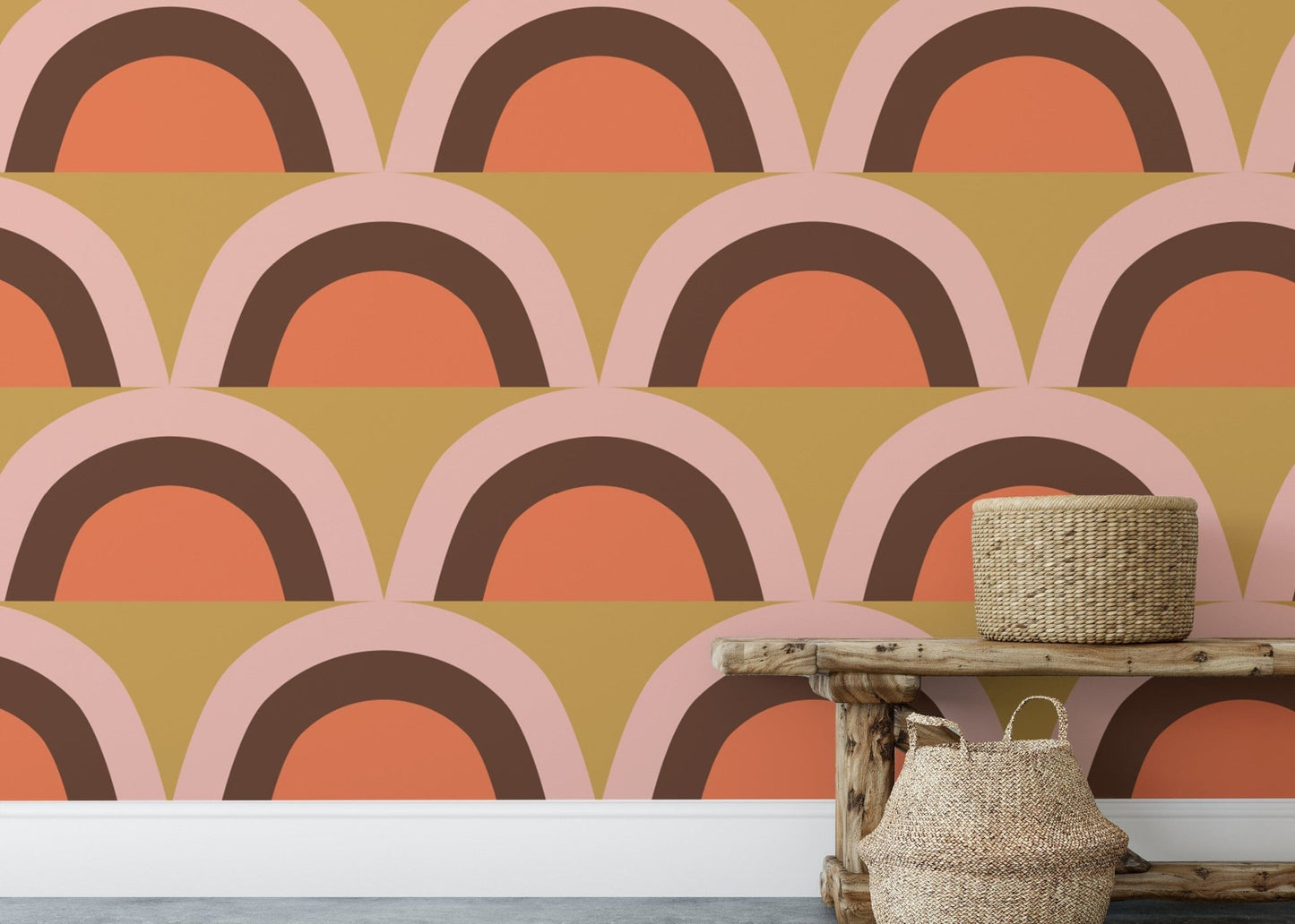 Soft apricity pink boho wallpaper design
