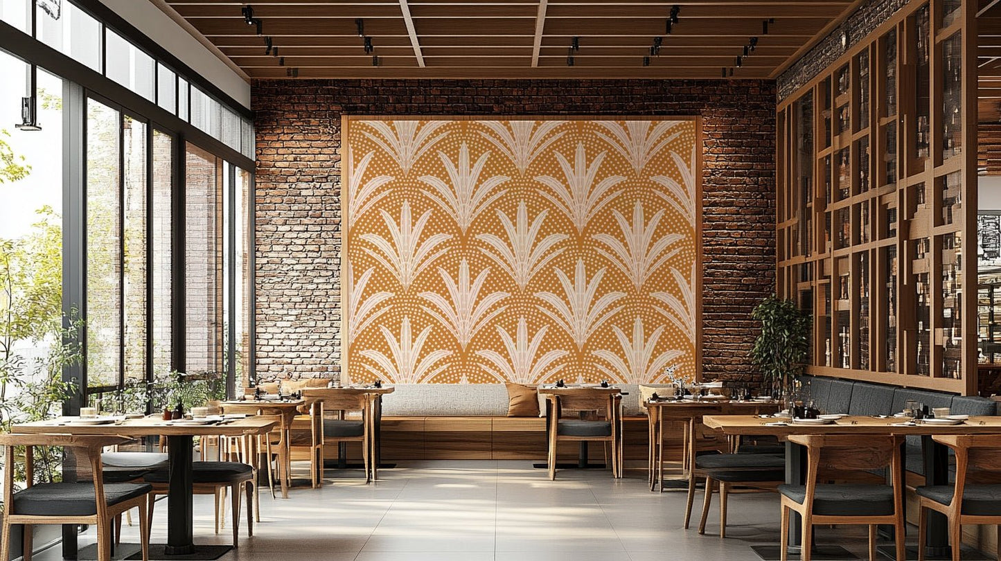 Boho rustic wallpaper with caramel brown palms, GD1045